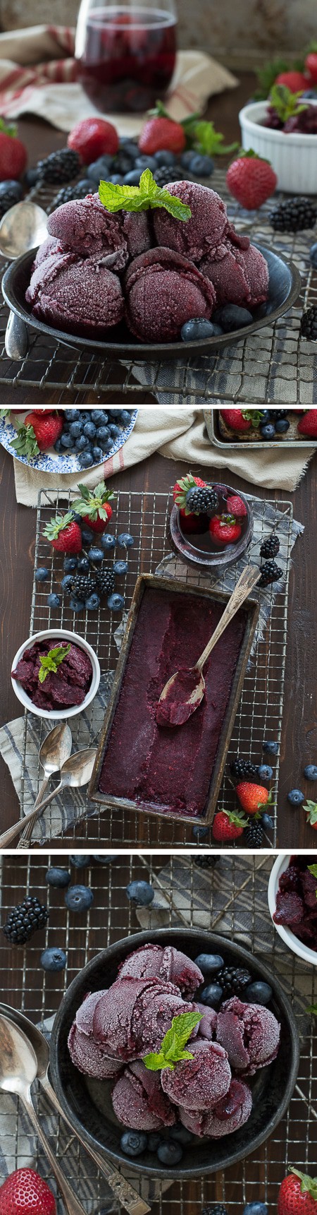 Make this sorbet using your favorite berries and sweet red wine! With under 5 ingredients, you’ll have sangria sorbet in no time!