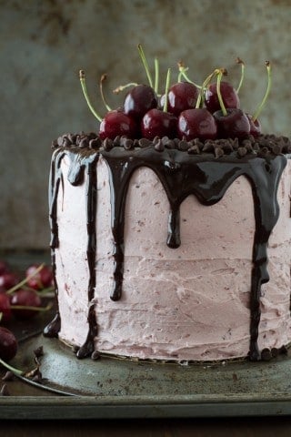 Fresh Cherry Cake with Chocolate Ganache