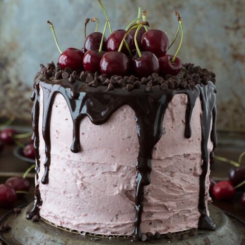 Fresh Cherry Cake with Chocolate Ganache