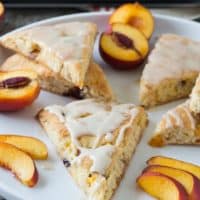 These fruit scones are loaded with fresh nectarines then drizzled with a vanilla bean glaze! Only 30 minutes from start to finish!