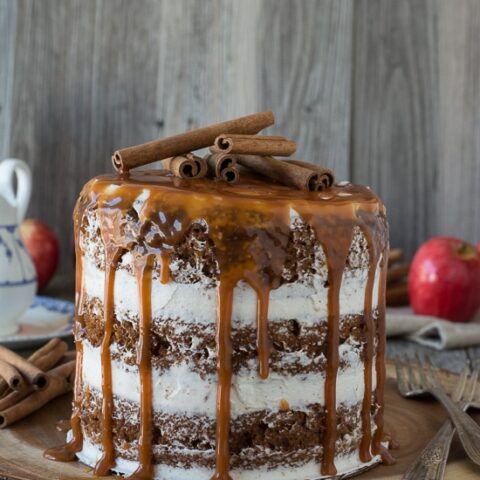 Apple Spice Cake with Caramel Drizzle