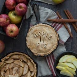 Make apple pie in a cast iron skillet! Full of apples and cinnamon, use either homemade dough or store bought!
