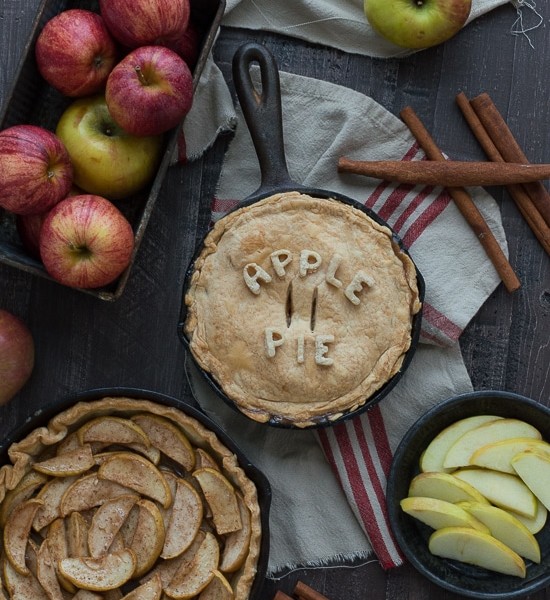 Make apple pie in a cast iron skillet! Full of apples and cinnamon, use either homemade dough or store bought!