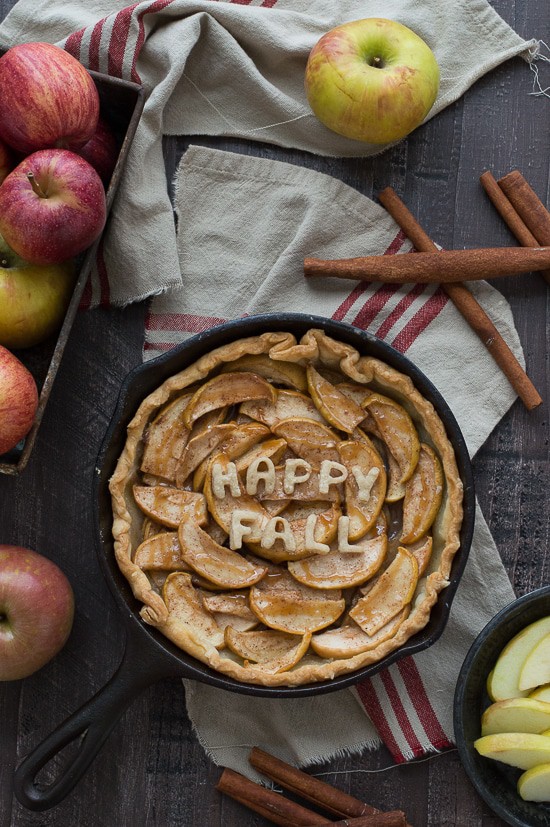 Make apple pie in a cast iron skillet! Full of apples and cinnamon, use either homemade dough or store bought! 