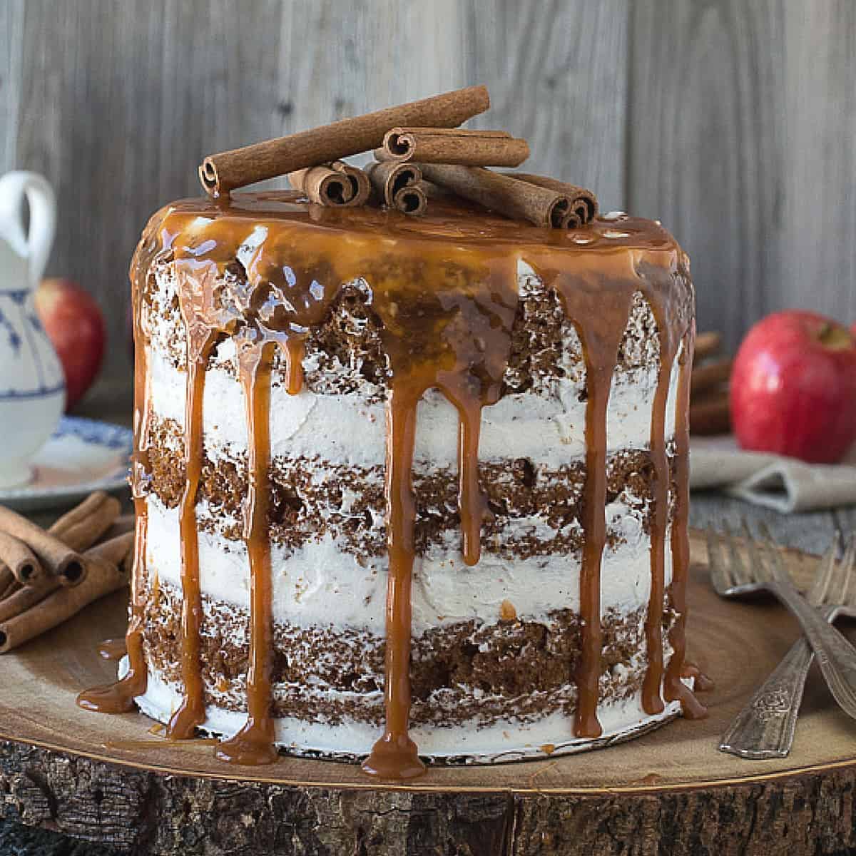 Apple Spice Cake With Caramel Drizzle 