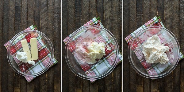 Easy 5 ingredient peppermint buttercream with crushed candy canes! 