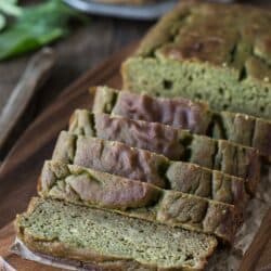 This green monster bread recipe is a healthy quick bread with no sugar, oil, or butter. Plus it has a sneaky green ingredient!