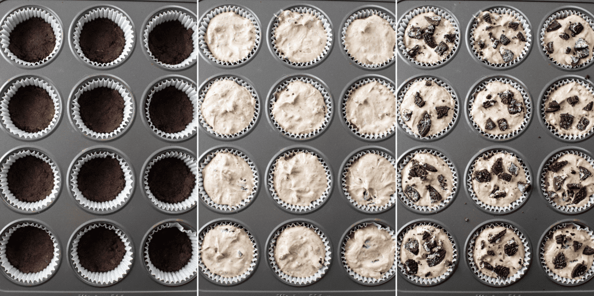 how to assemble oreo cheesecake cupcakes collage