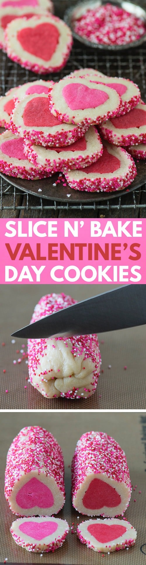 Homemade Valentine’s Day Slice N’ Bake Cookies with a step by step video! 
