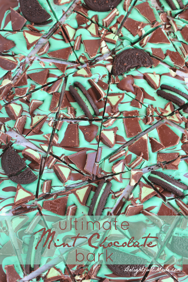 Ultimate Mint Chocolate Bark with oreos on top.