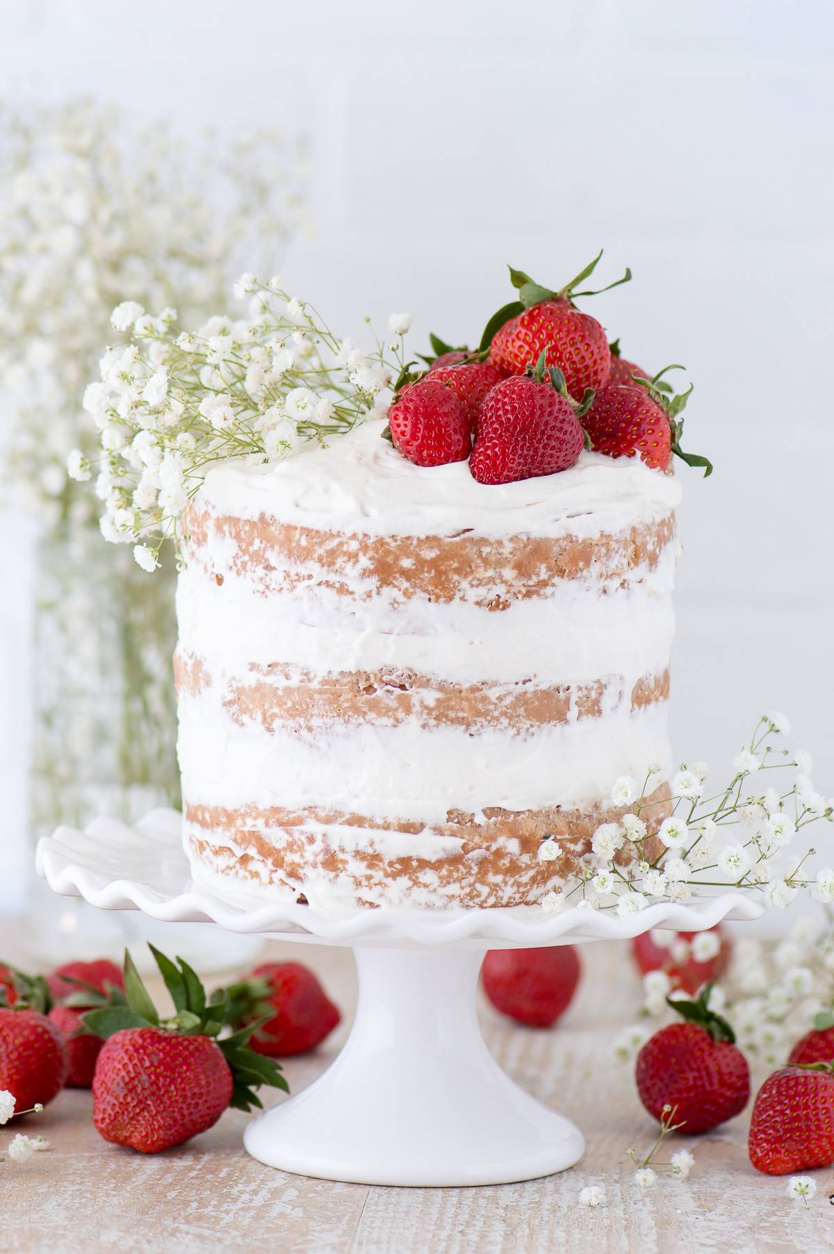 Strawberries And Cream Naked Cake 