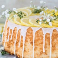 Easy and rustic lemon angel food cake that begins with a box mix!