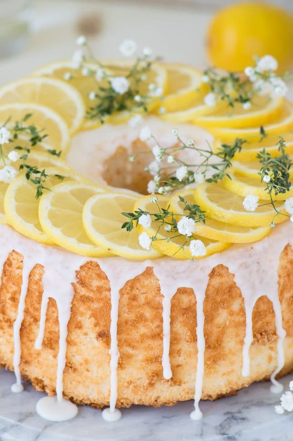 Easy and rustic lemon angel food cake that begins with a box mix! 
