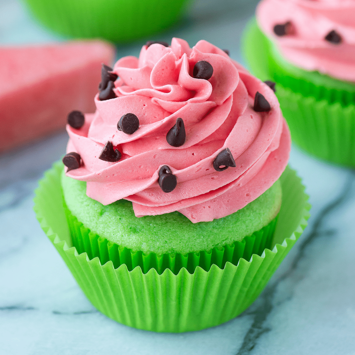 green frosting cupcake