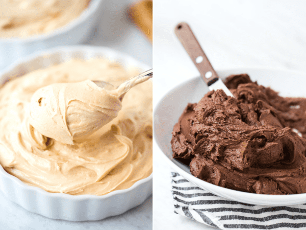 peanut butter frosting and chocolate frosting collage