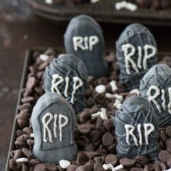 An easy halloween treat - Nutter Butter Tombstones! With a simple idea of how to display them in a graveyard!