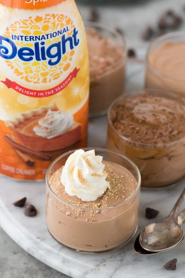 Learn how to make 3 ingredient mousse using any flavor of coffee creamer! The flavored creamer gives the mousse AMAZING flavor!