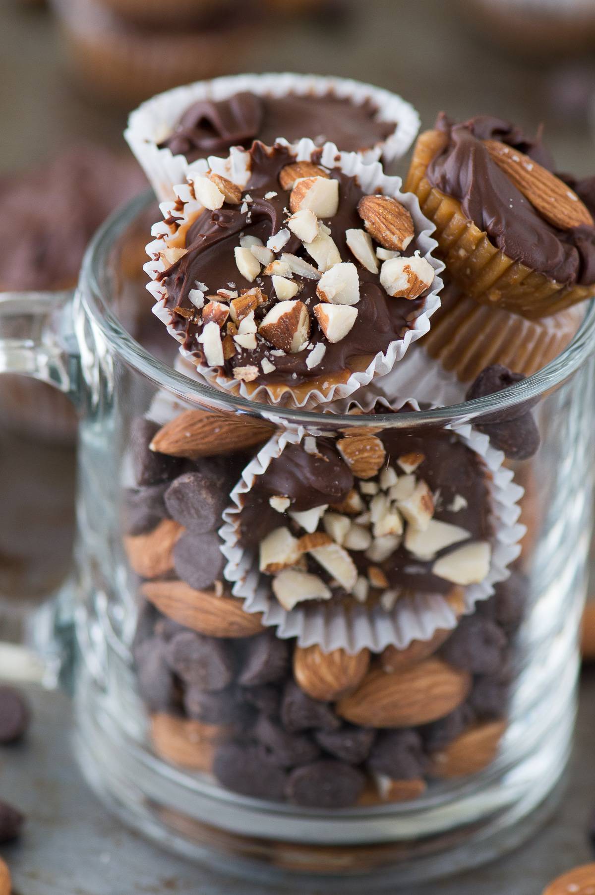 toffee bites in glass mug