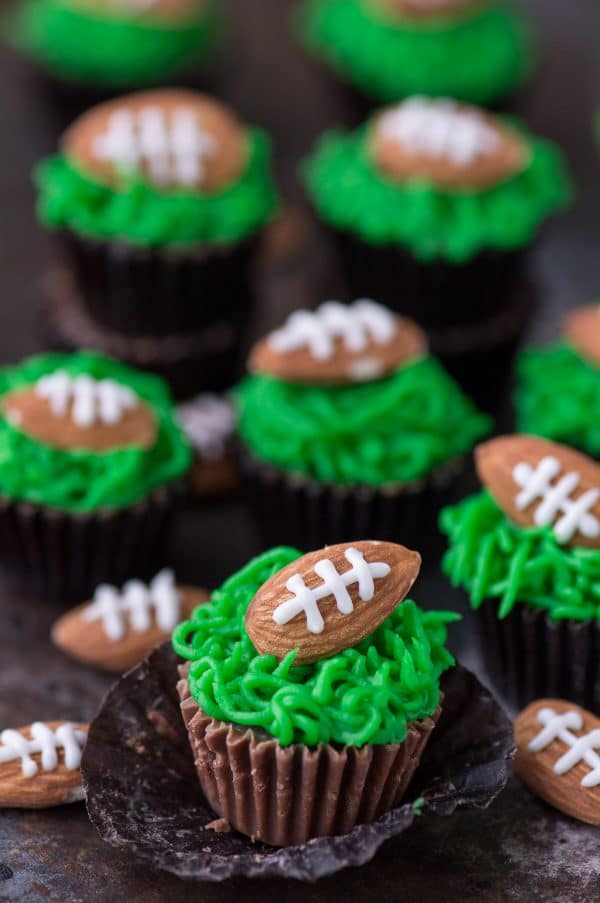 Unwrapped reese’s peanut butter football cups