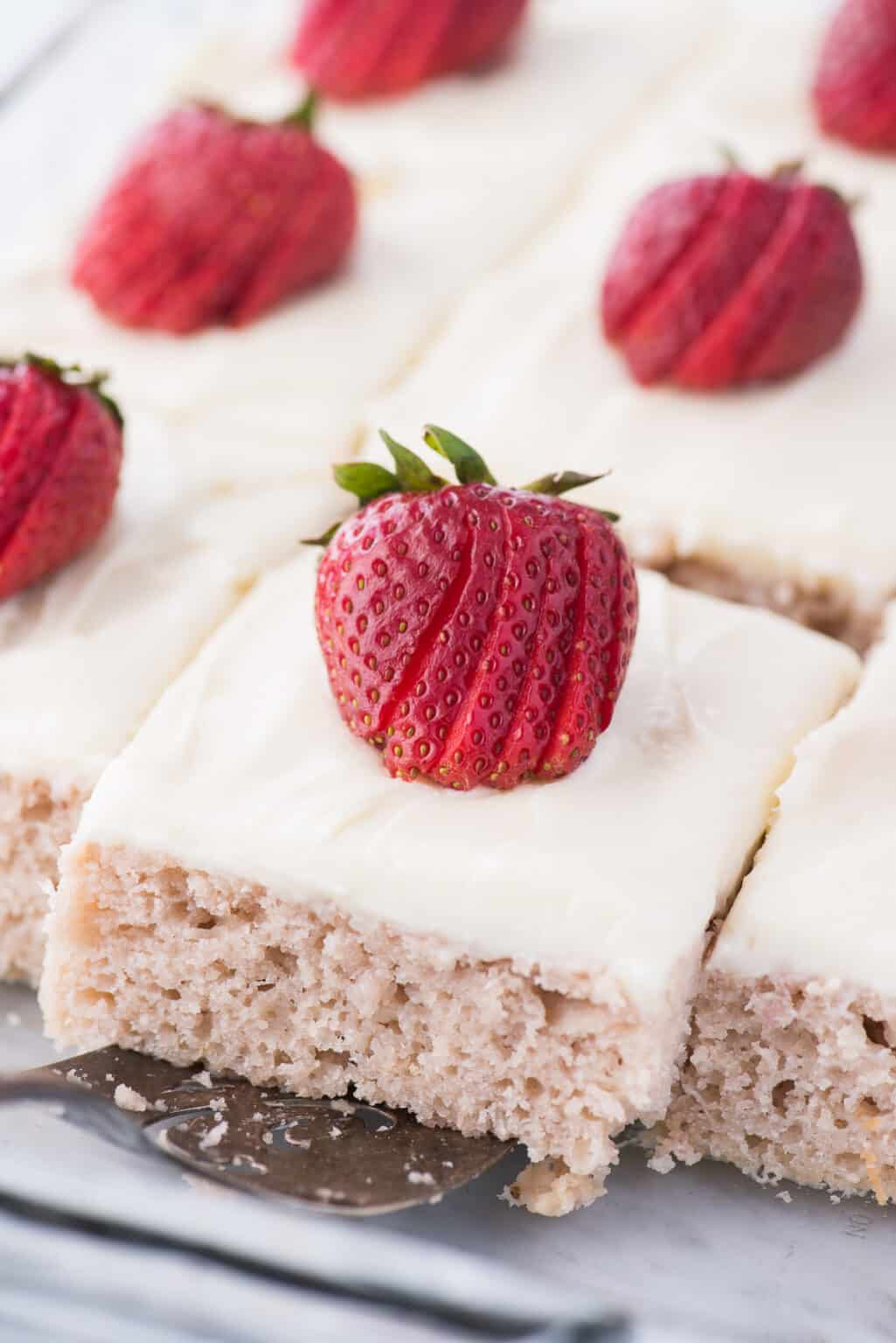 Strawberry Cake Made With Real Strawberries In 9x13 Inch Pan