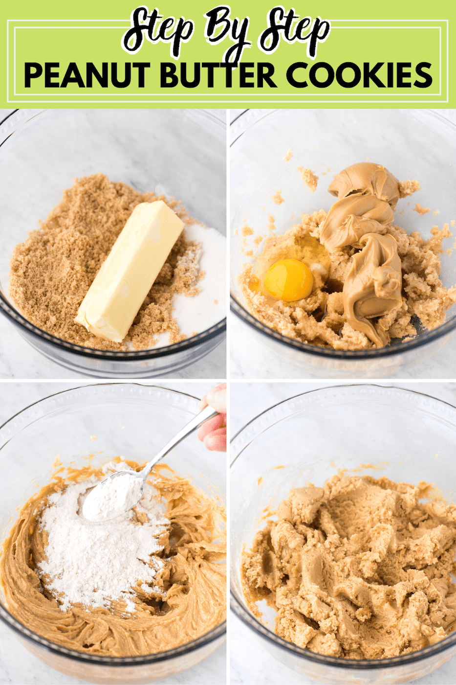 how to make peanut butter cookies collage with text overlay