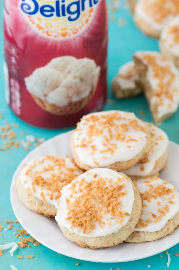 Soft and pillowy coconut cookies with shredded coconut, toasted coconut, and coconut extract! Even if you aren’t a coconut lover, you’ll enjoy these!