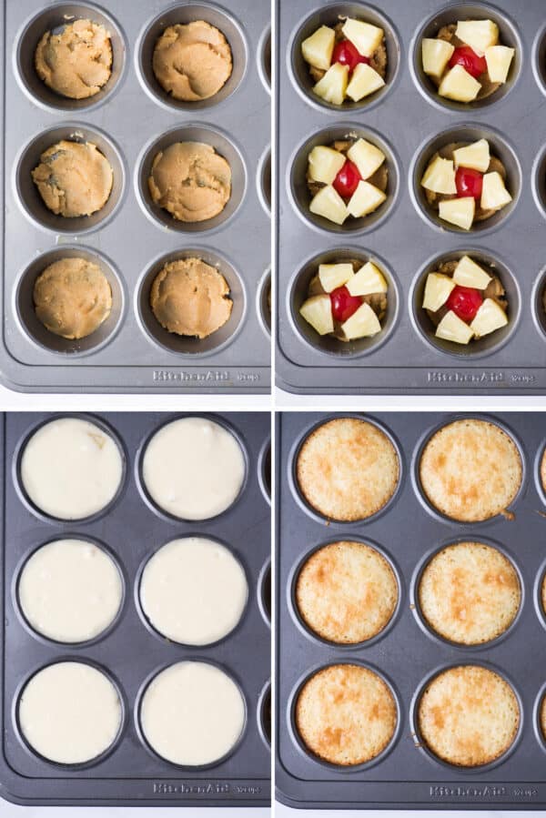 how to make pineapple upside down cupcakes in muffin pan
