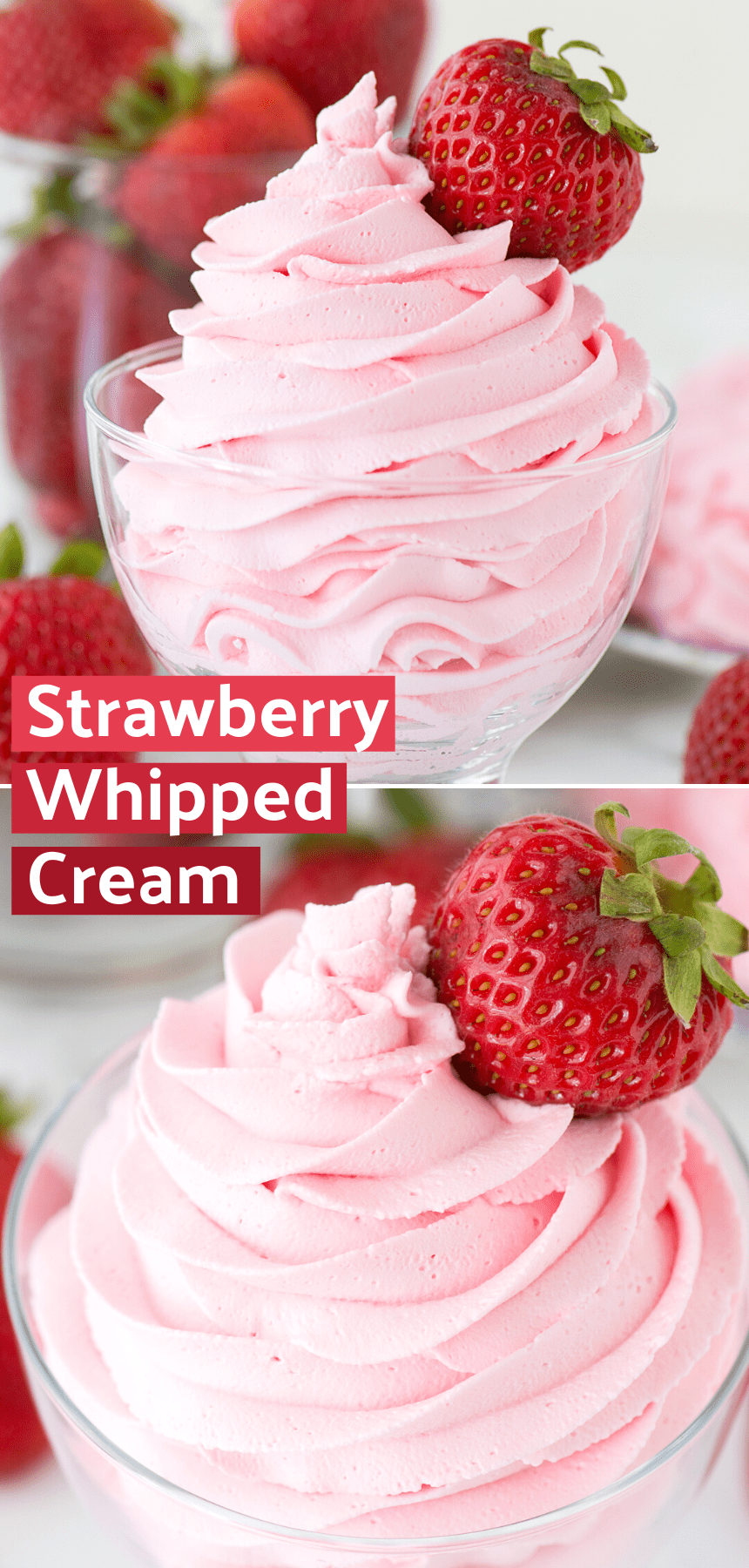 Strawberry Whipped Cream 3 ingredient strawberry frosting!