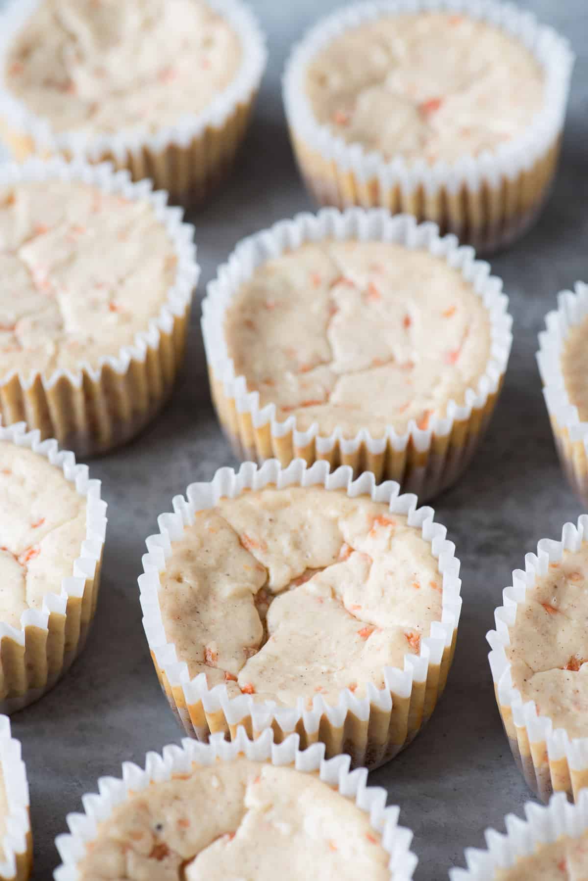 plain mini carrot cheesecakes in a row