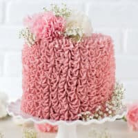 Made from scratch raspberry chocolate cake! Features 3 layers of classic chocolate cake with a raspberry jam buttercream.