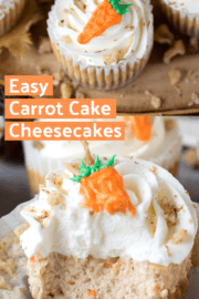 mini carrot cake cheesecakes collage with text overlay