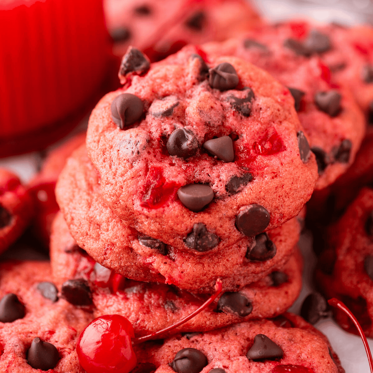 Maraschino Cherry Cookies with Chocolate Chips - The First Year