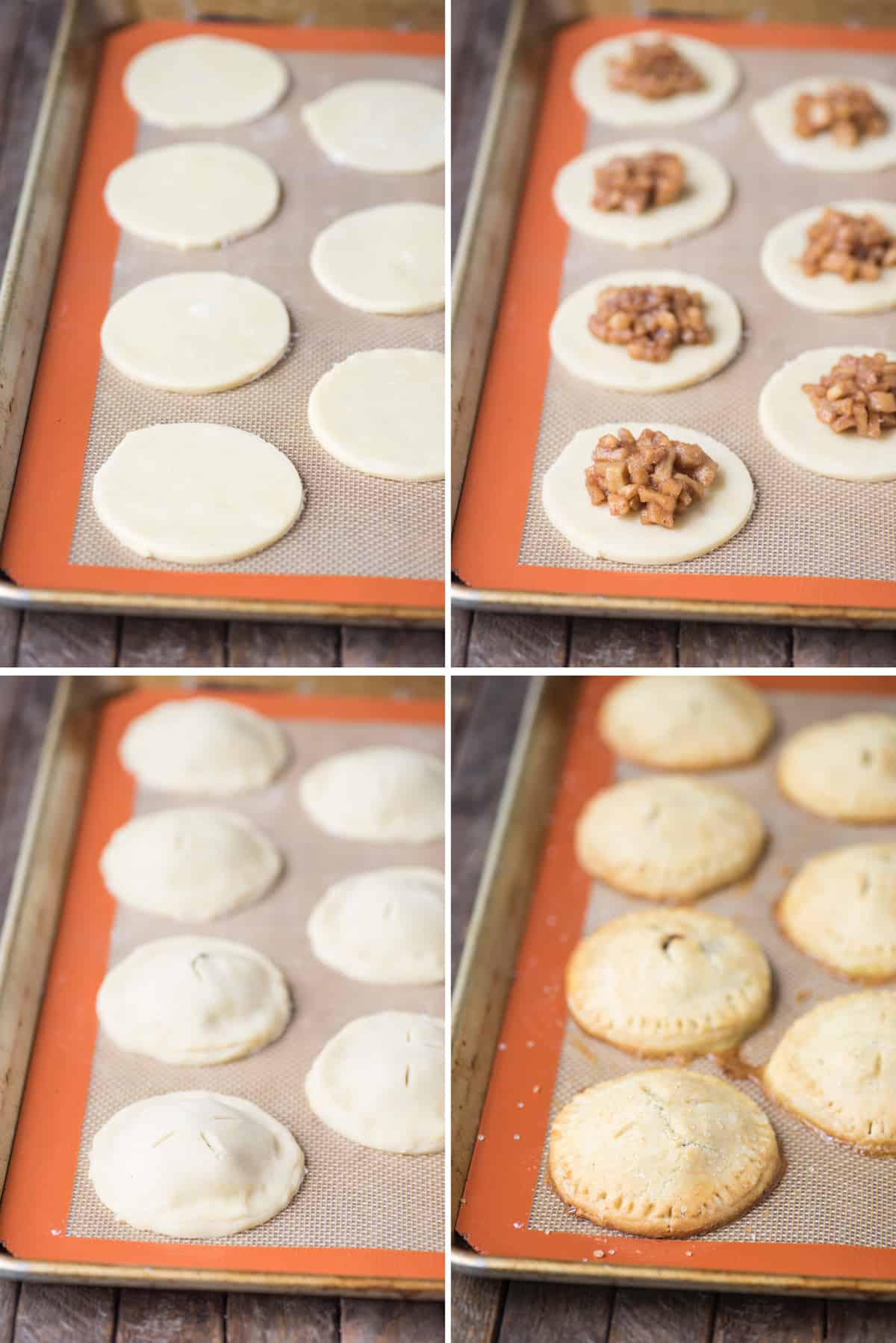 collage picture of how to assemble apple hand pies
