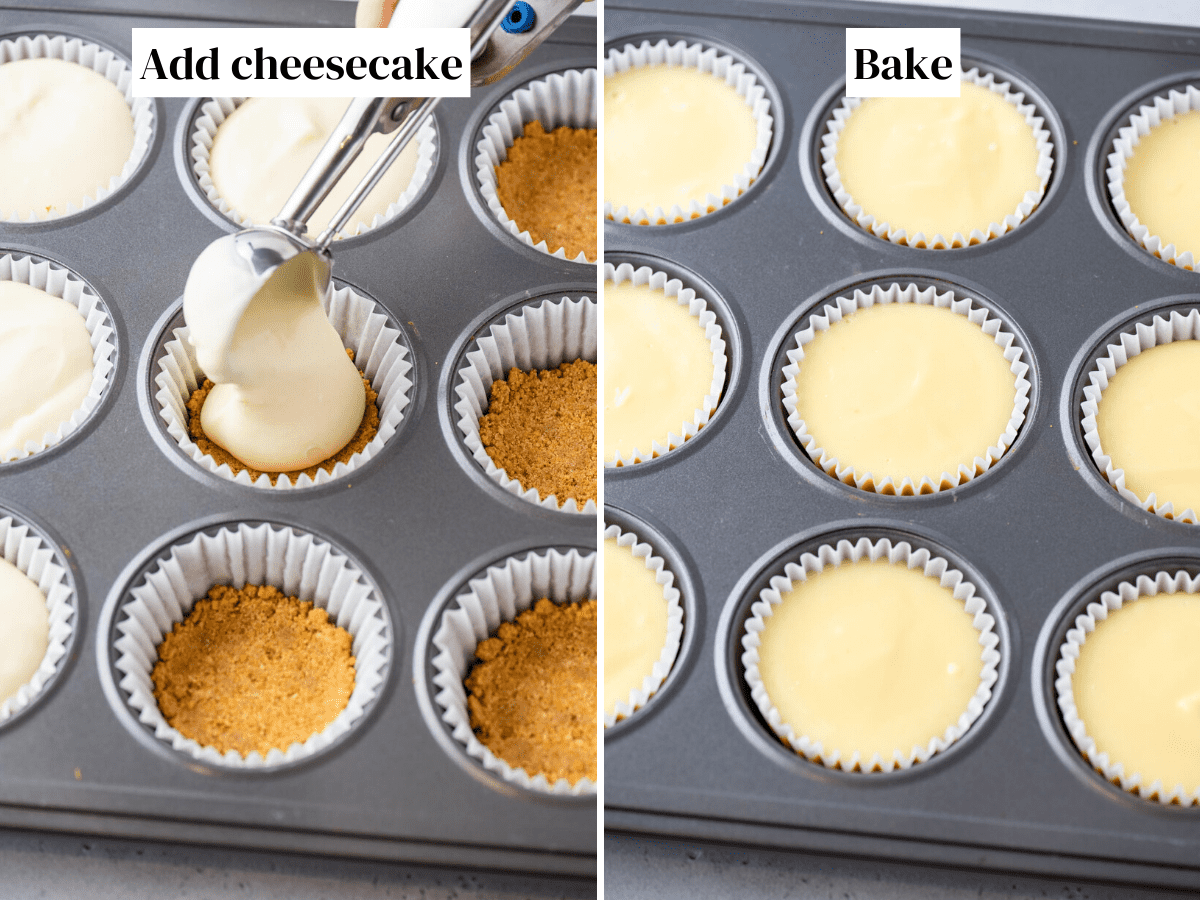 making mini cheesecakes in muffin pan