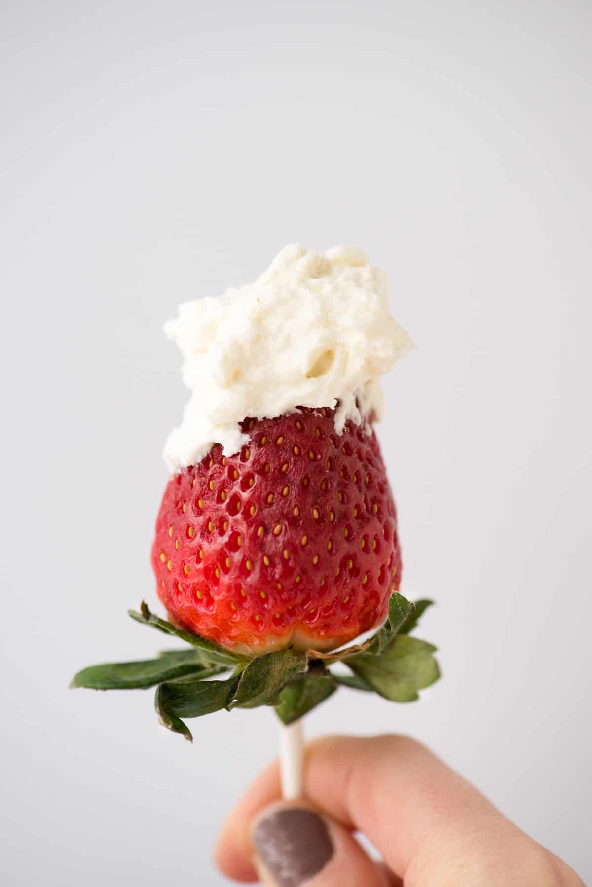 cheesecake whipped cream on top of strawberry