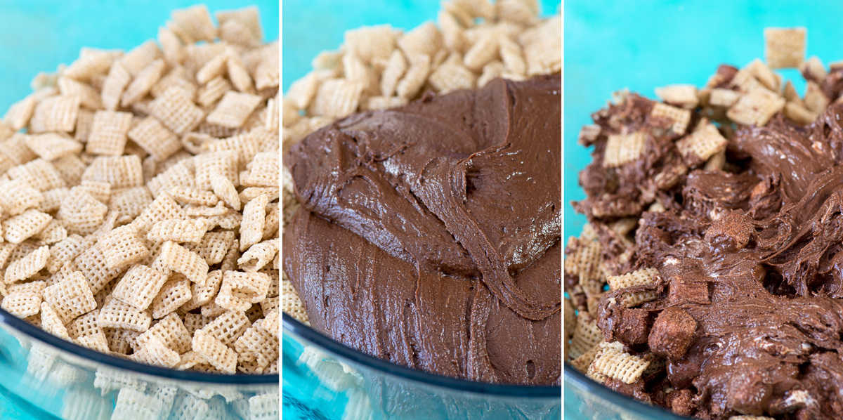 collage photo for how to make puppy chow bars