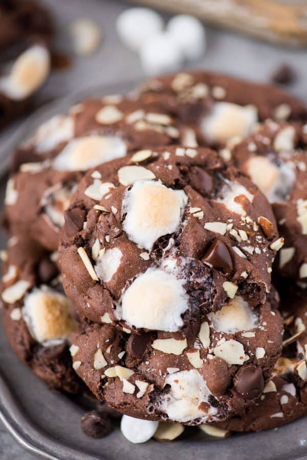 Rocky Road Cookies - chocolate cookies with nuts and marshmallows!