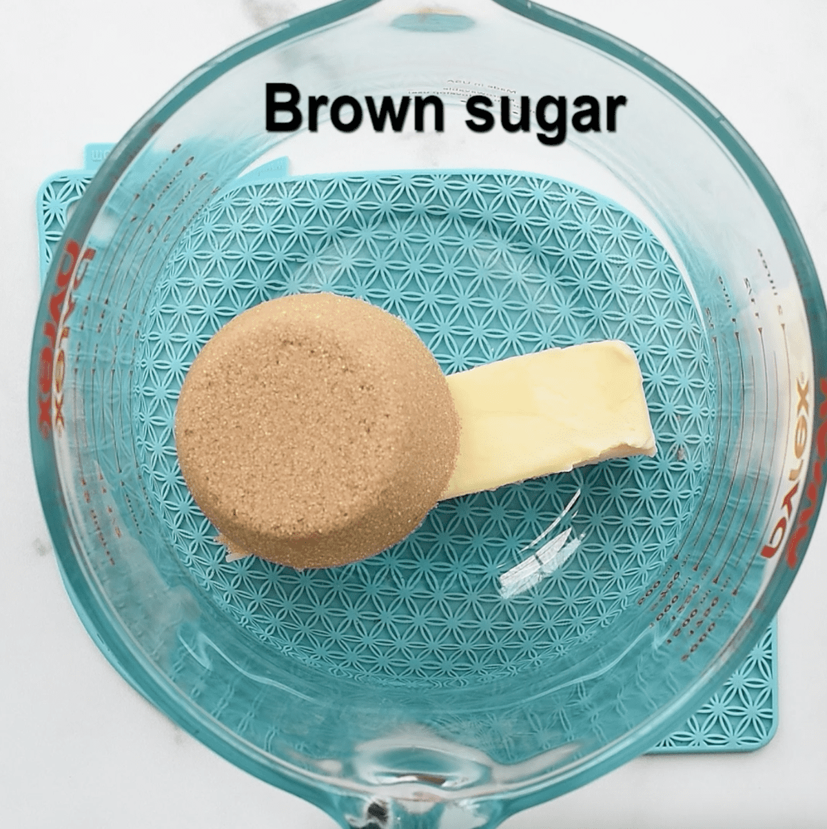butter and brown sugar in a glass bowl