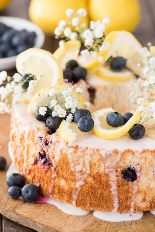 Lemon Blueberry Angel Food Cake