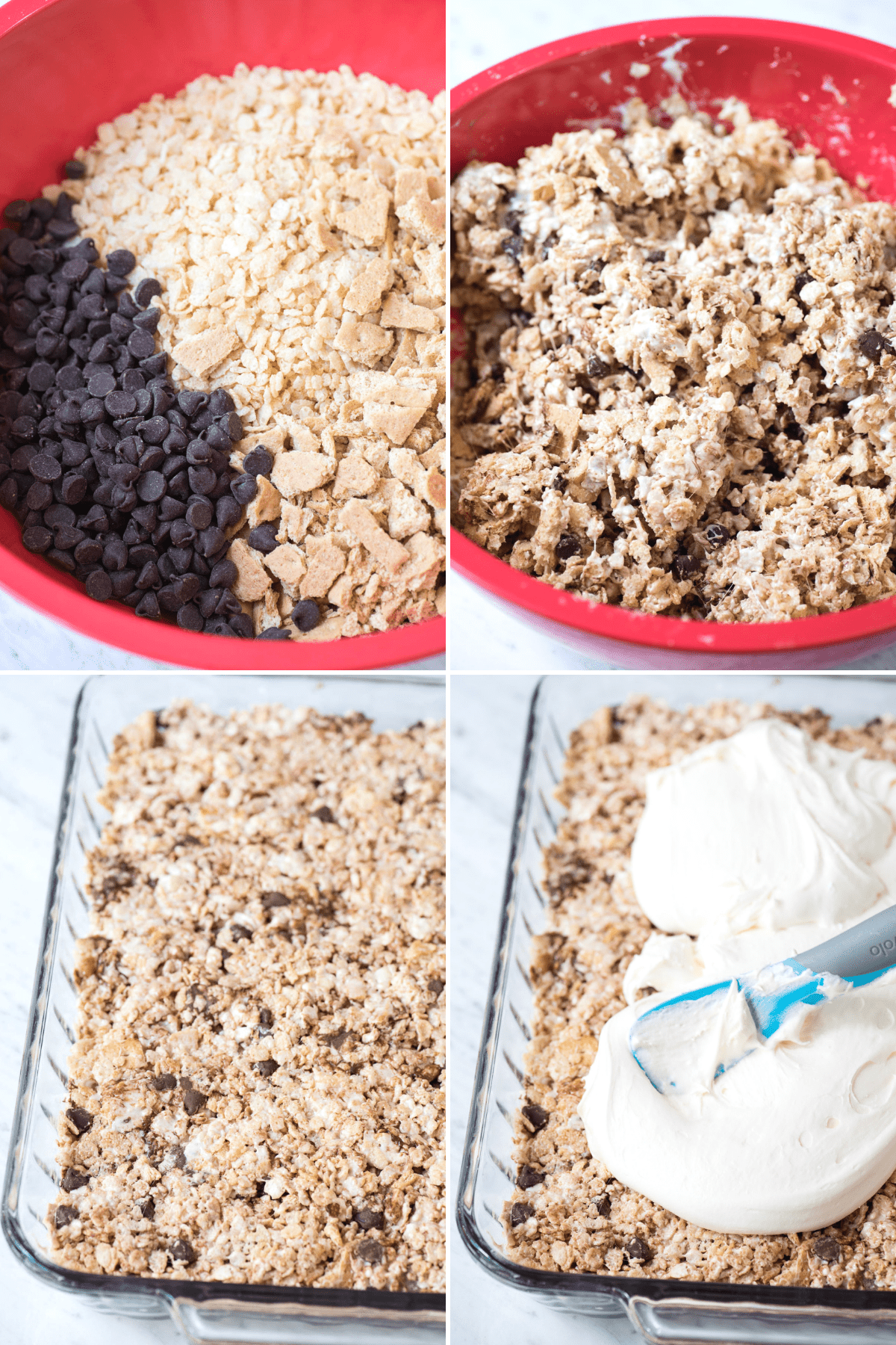 how to make s’mores rice krispie treats collage 