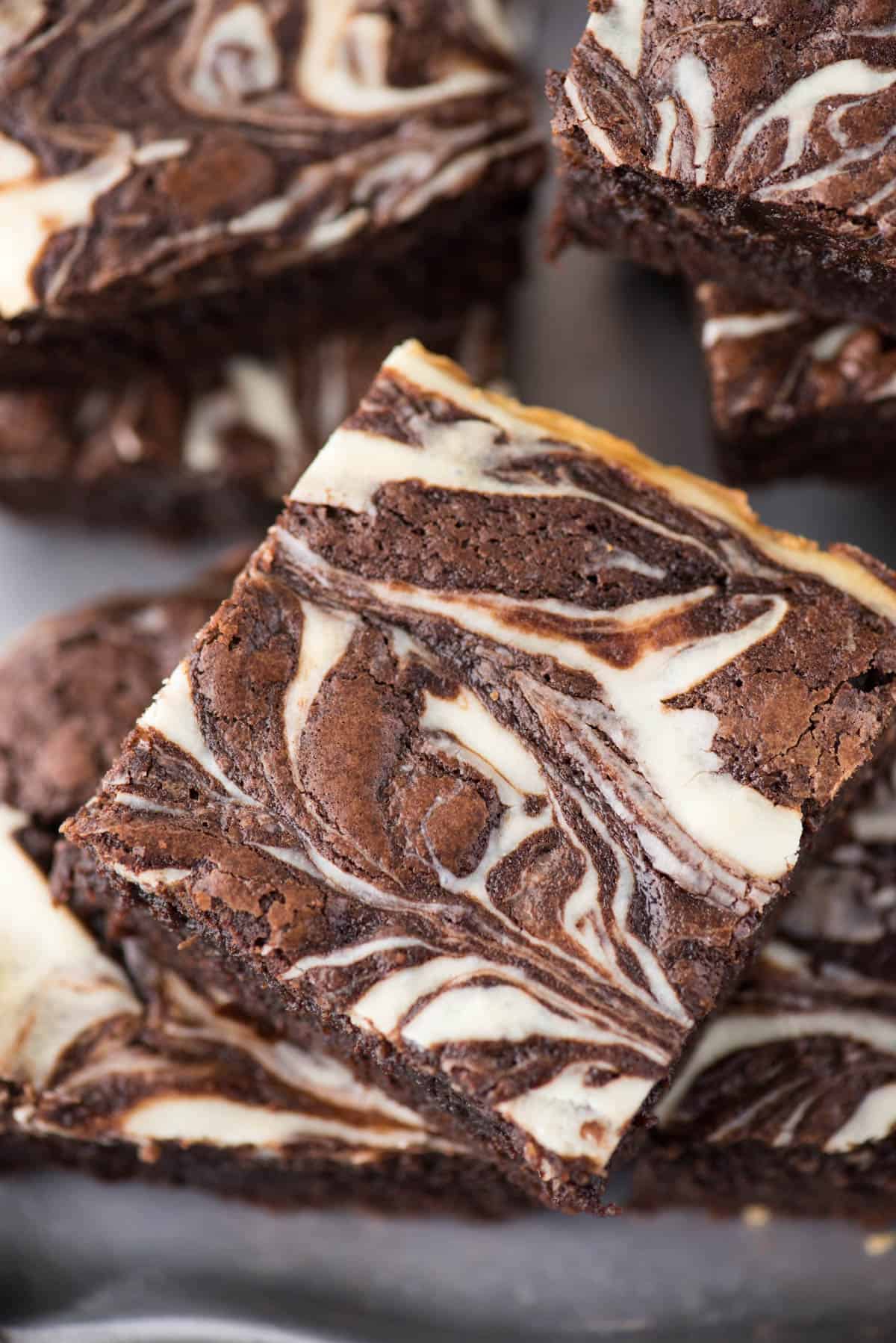 slice of cream cheese swirl brownie