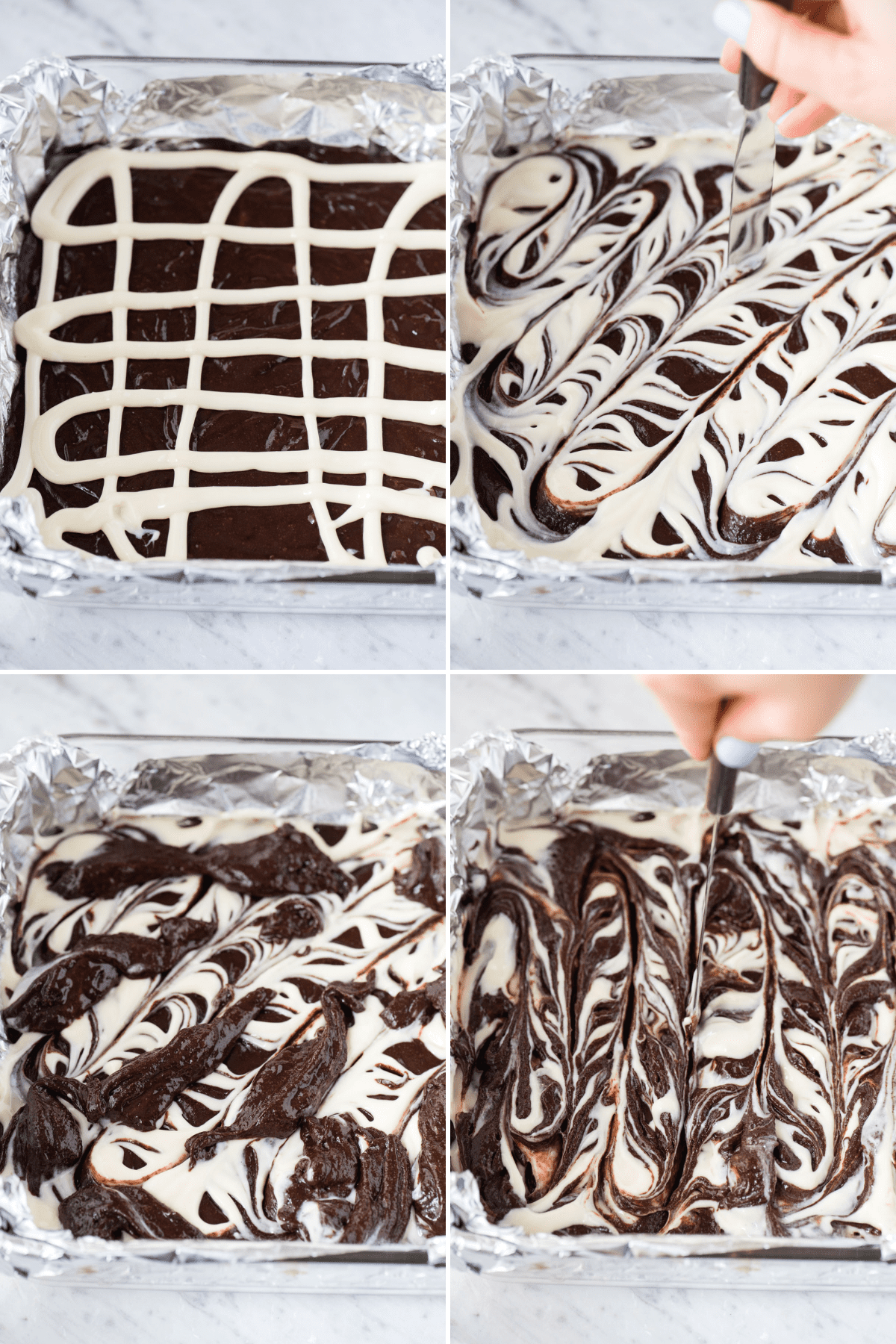 how to make cream cheese swirl brownies collage image