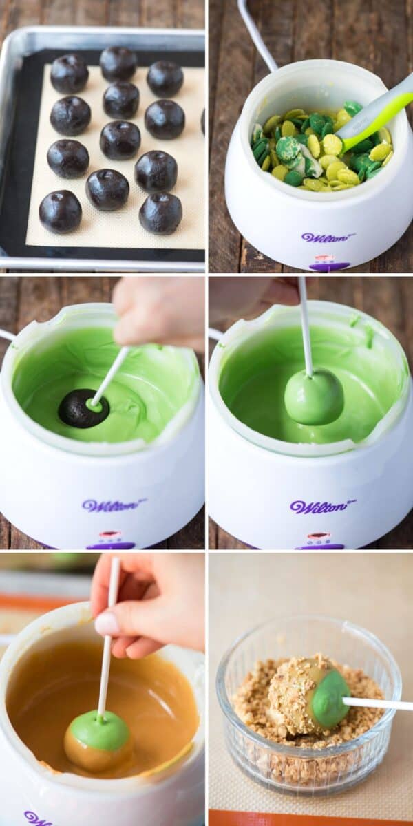 how to make caramel apple oreo balls collage