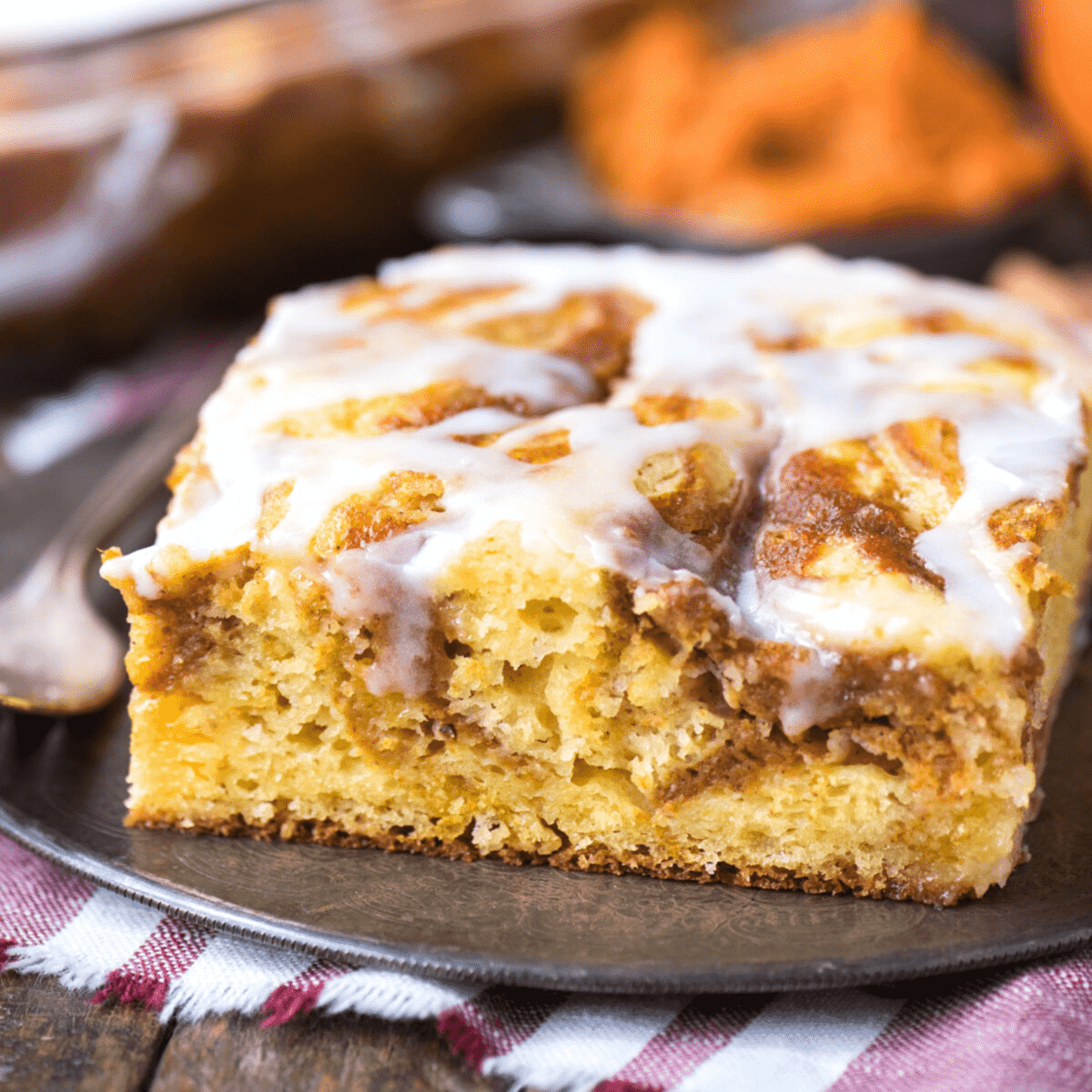 Pumpkin Spice Cake with a Cream Cheese Swirl