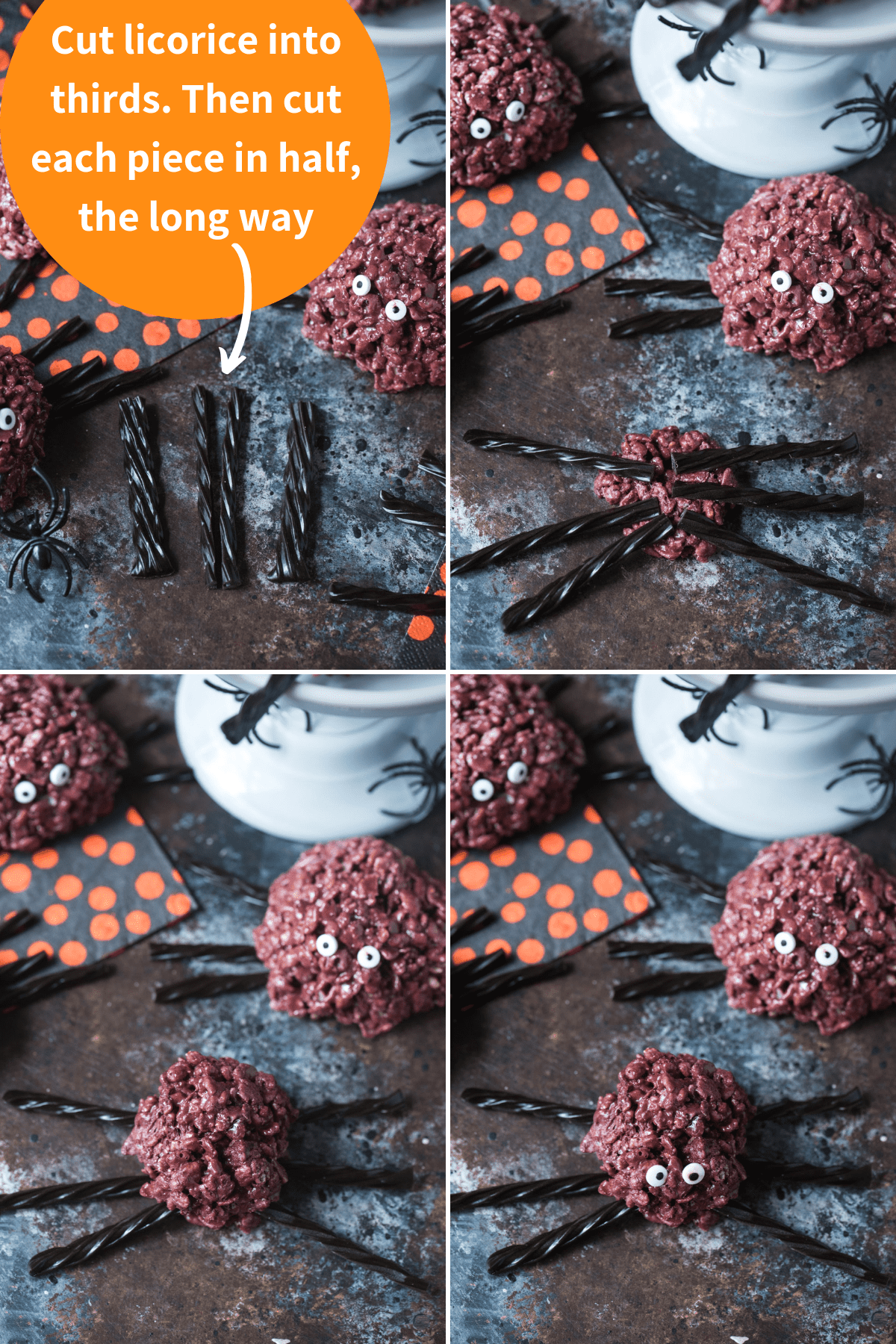 how to make spider rice krispie treats collage