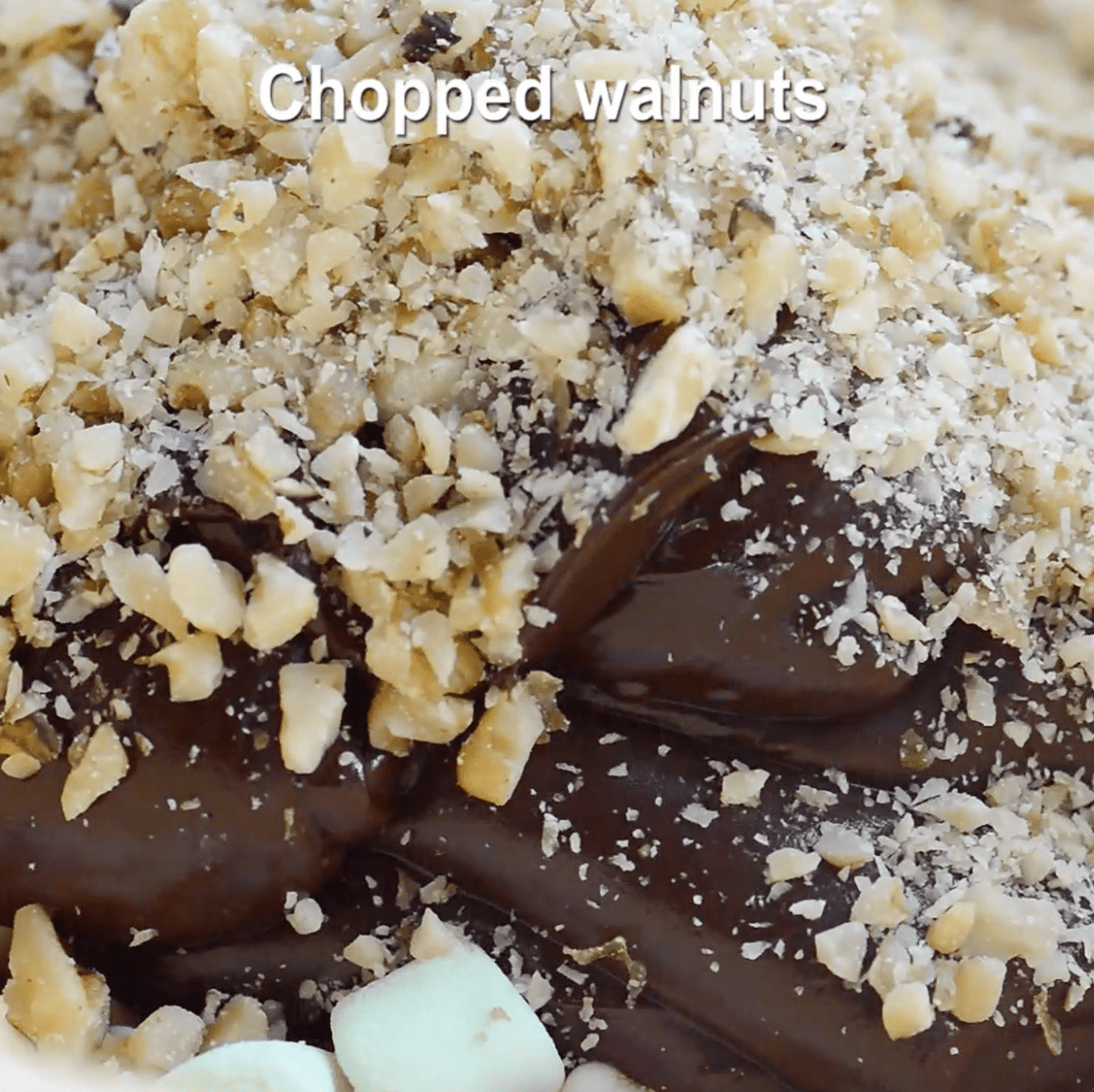 chopped walnuts and melted chocolate