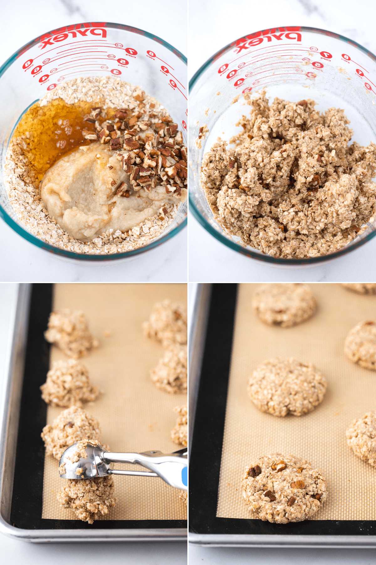 how to make healthy banana breakfast cookies collage