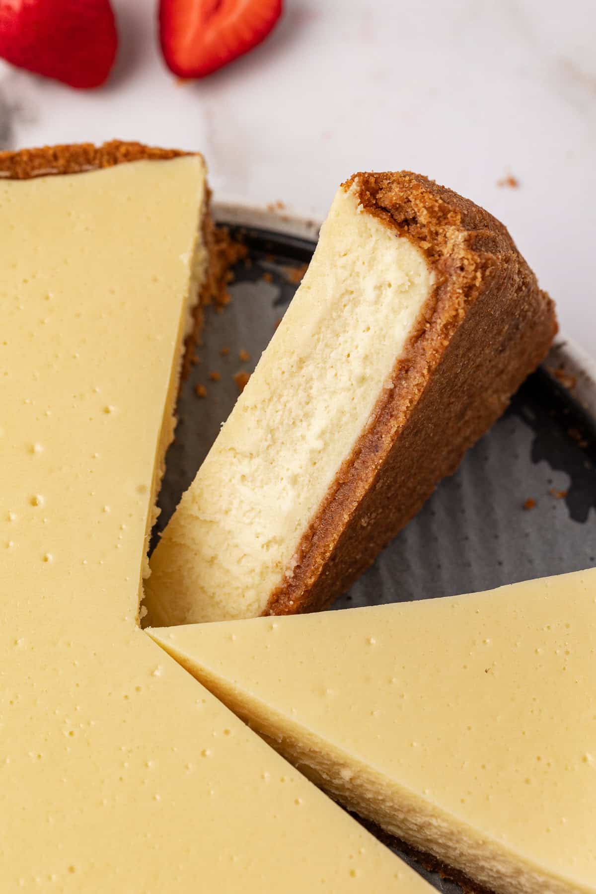 cheesecake cut into slices