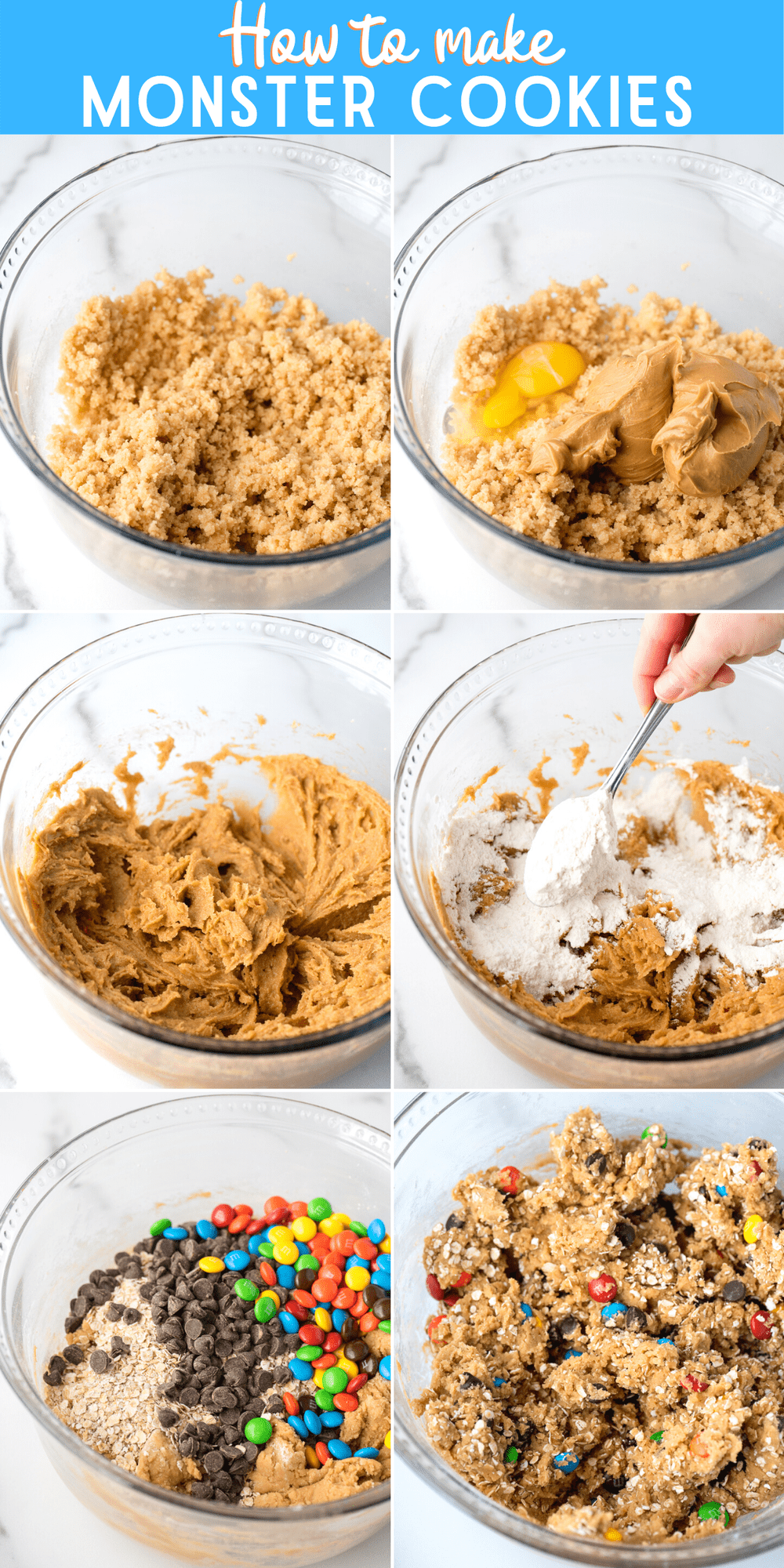 how to make monster cookie dough collage with text overlay