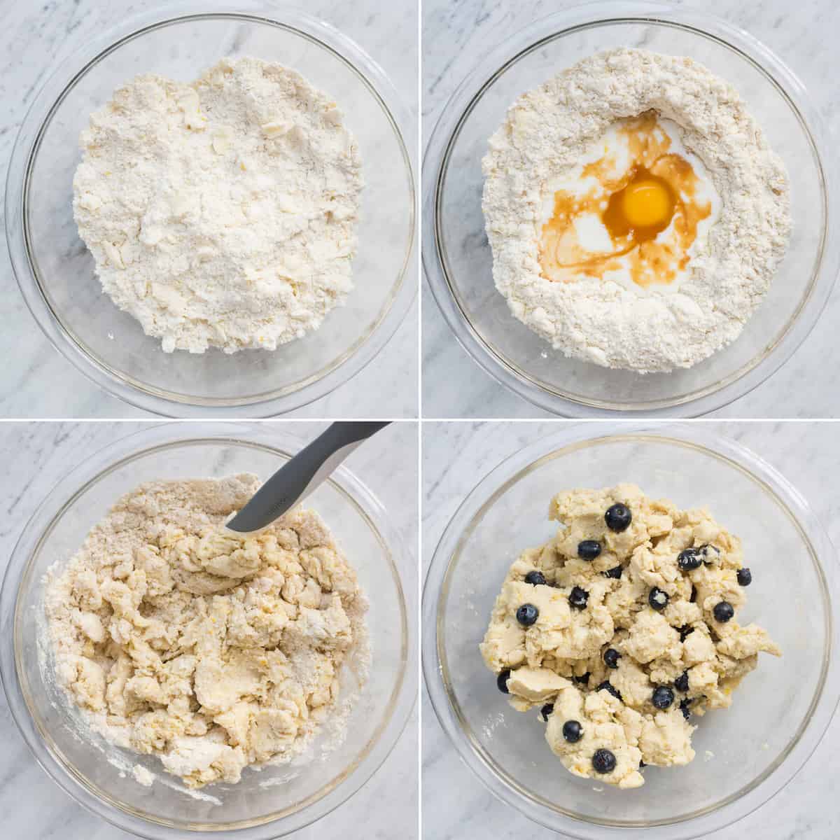 how to make lemon blueberry scone dough collage